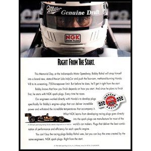 1994 NGK Spark Plugs Indy 500 Bobby Rahal Race Car Vintage Print Ad Wall Art